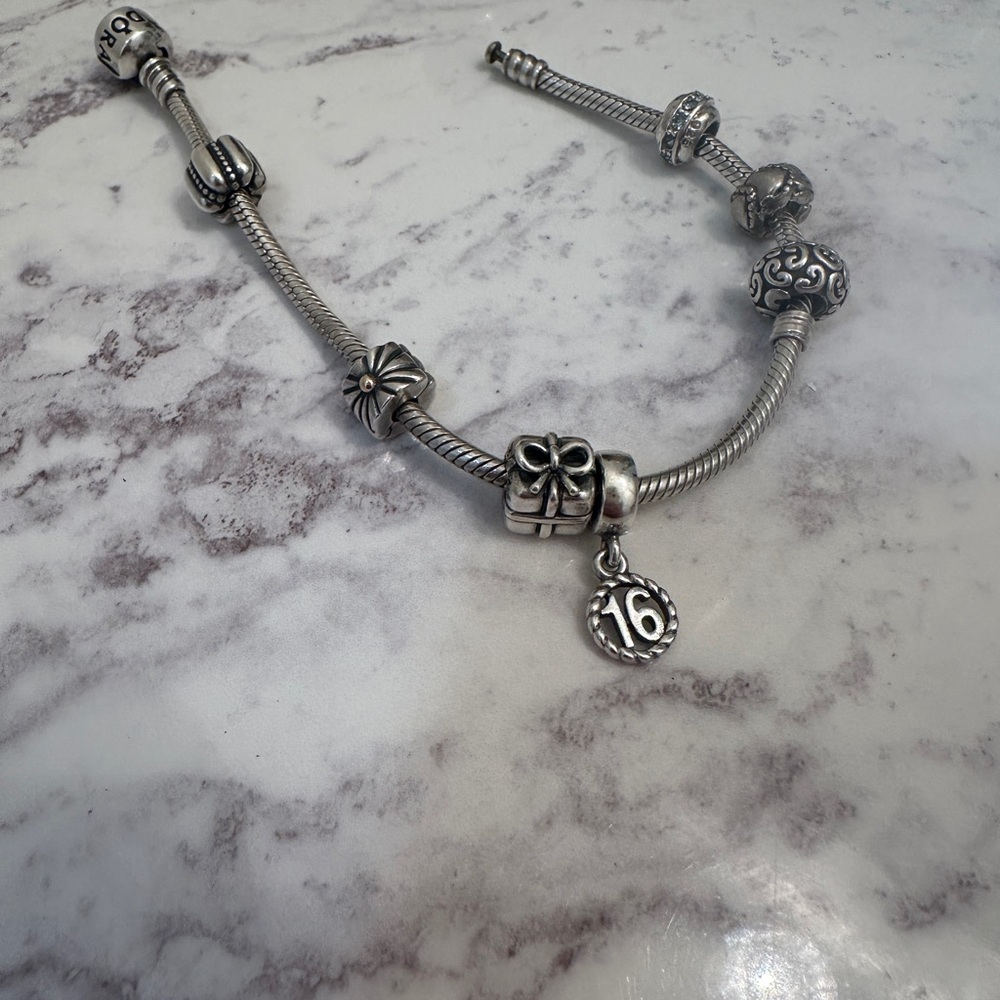 Pandora Barrel Clasp Silver Charm Bracelet - Bracelet Only